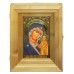 Подарочная икона "Казанская икона Божией Матери" на мореном дубе 10х15 см с нимбом из сусального золота в березовом киоте