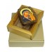 Подарочная икона "Казанская икона Божией Матери" на мореном дубе 10х15 см с нимбом из сусального золота в березовом киоте