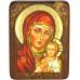 Подарочная икона Божией Матери "Петровская" на мореном дубе 15х20 см с нимбом из сусального золота в березовом киоте
