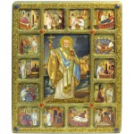 Святитель Николай, архиепископ Мир Ликийский (Мирликийский), чудотворец с житийными сценами
