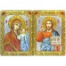 Венчальная пара больших подарочных икон "Казанская икона Божией Матери" и "Господь Вседержитель" на мореном дубе